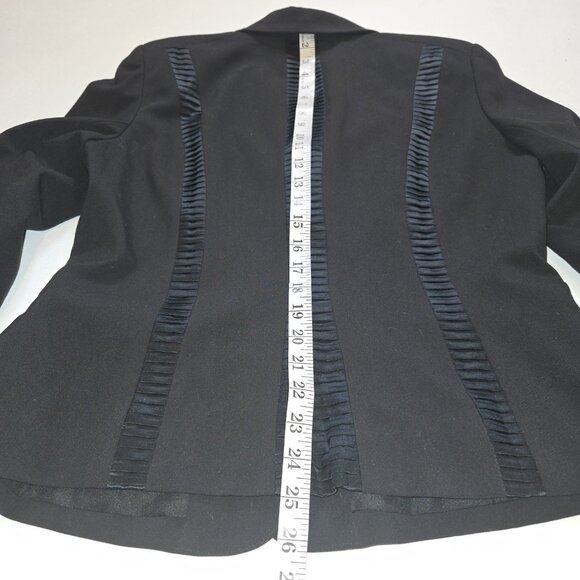 Cache Black Tuxedo 12 Silk Trim Jacket Lined Classic Blazer Womens Single Breast - Picture 12 of 12